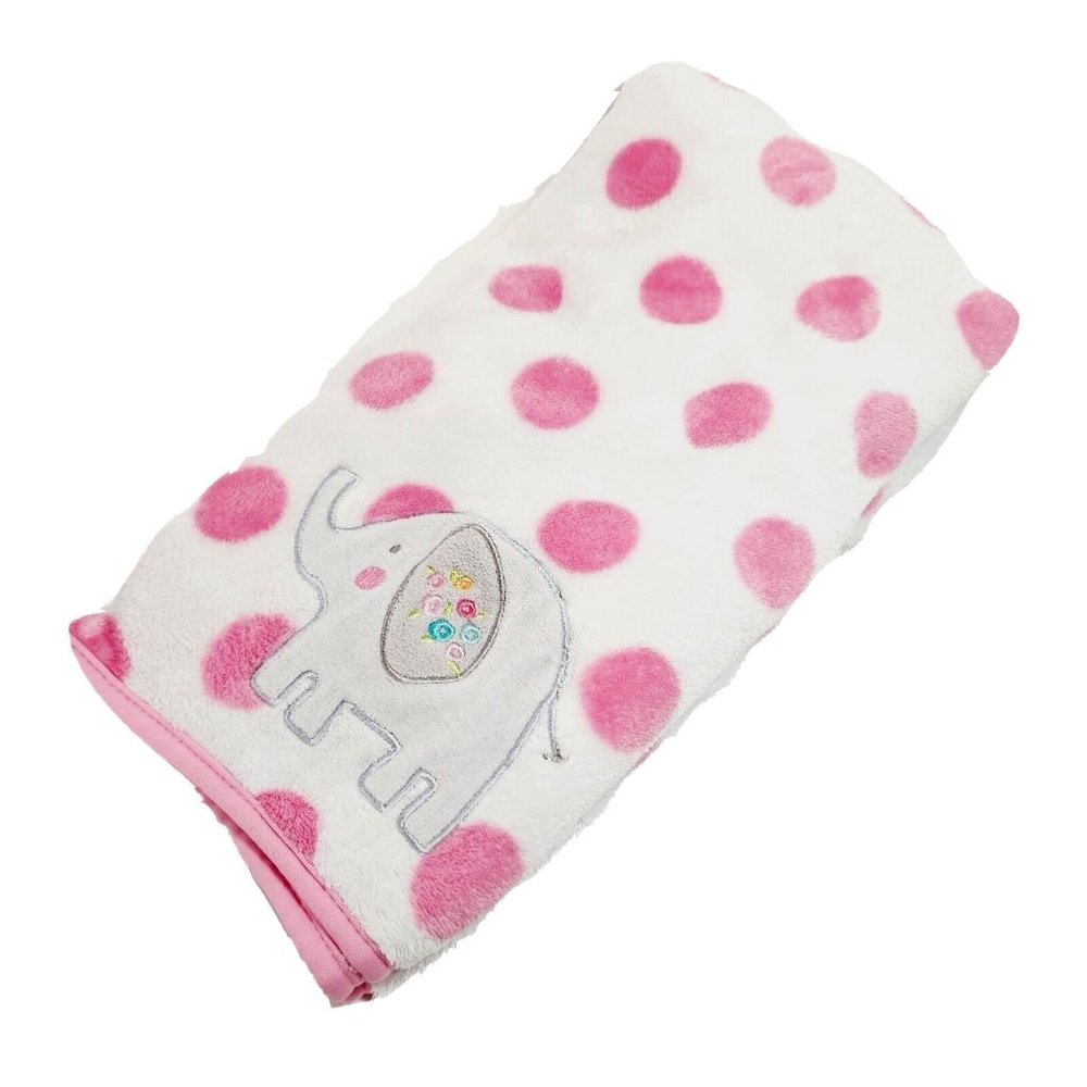 Garanimals White Pink Polka Dots Gray Elephant Fleece Security Blanket Soothers